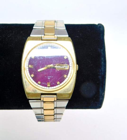 Vintage Seiko Automatic 17 Jewels Day Date Two Tone Men's Watch 96.0g image number 2