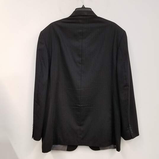 Mens Black Wool Pinstripe Long Sleeve Notch Collar Blazer Jacket Size 44 image number 2