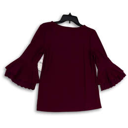 NWT Womens Red 3/4 Bell Sleeve Round Neck Pullover Blouse Top Size S/P alternative image