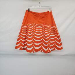 Boden Orange & White Cotton Lined A-Line Skirt WM Size 6R