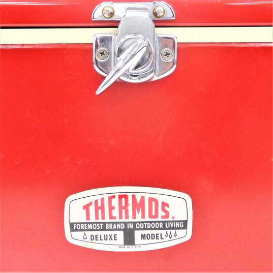 Vintage Thermos Deluxe Red Metal Cooler Ice Chest w/ Bottle Opener image number 3