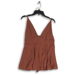 Free People Womens Pink V-Neck Sleeveless Back Adjustable Strap Tank Top Size L