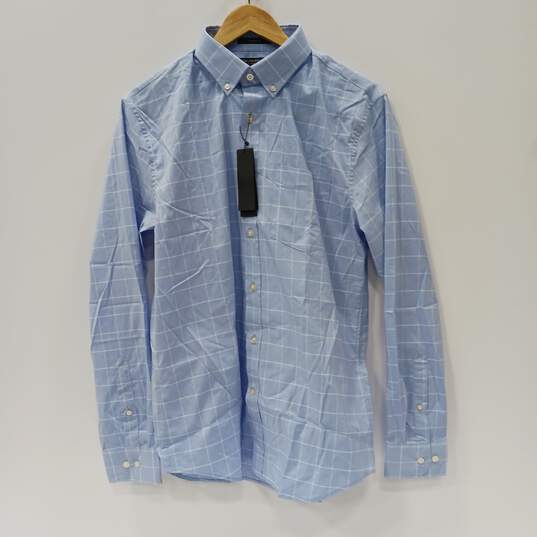 Banana Republic Men's LS Slim Flex it Blue Checkered Button Up Dress Shirt Size M NWT image number 1