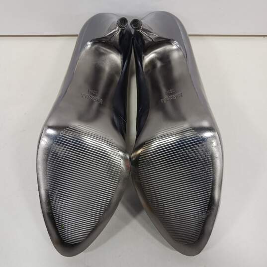 Womens Silver Leather Slip On Pointed Toe Stiletto Pump Heels Size 10M image number 5