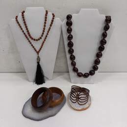 5 pc Set of Assorted Wooden Costume Jewelry