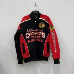 Mens Red Black Chicago Blackhawks Stanley Cup Champions NHL Hockey Jacket Size S