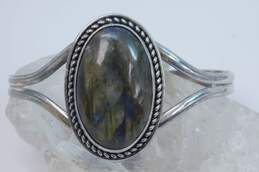 Southwestern Artisan 925 Sterling Silver Labradorite Cuff Bracelet 34.9g alternative image