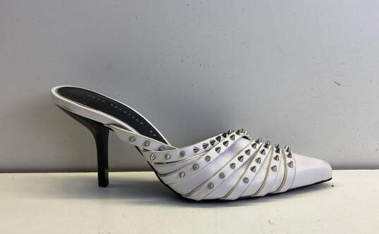 Zara Studded Mule Heels Size 7 White image number 1
