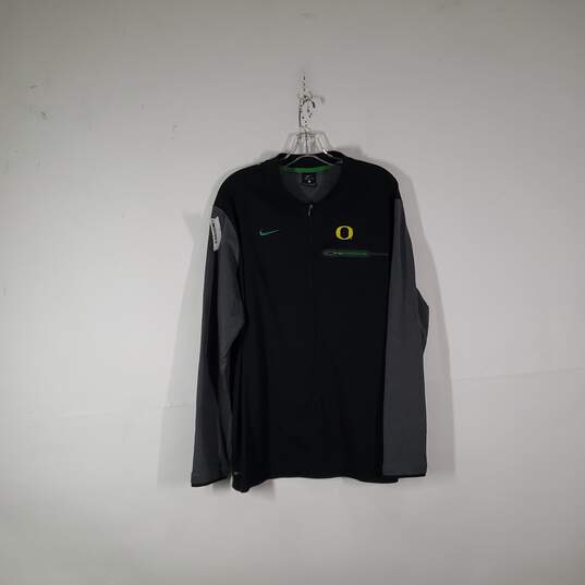 Mens Dri-Fit Oregon Ducks 1/4 Zip Long Sleeve Basketball Sweatshirt Size XL image number 1