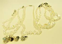 Vintage Aurora Borealis Silver Tone Necklace & Earrings 165.3g