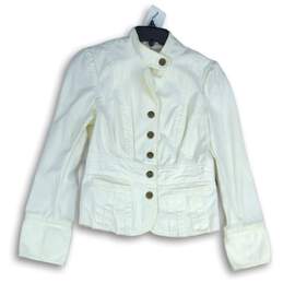 Tommy Hilfiger Womens White Long Sleeve Button Front Jacket Size Small