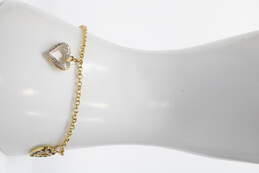 Vermeil Diamond Sapphire Ruby Accent Heart Charm Bracelet - 4.7g alternative image