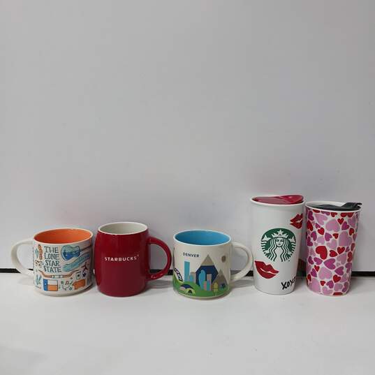 Bundle of 5 Assorted Starbucks ceramic mugs image number 1