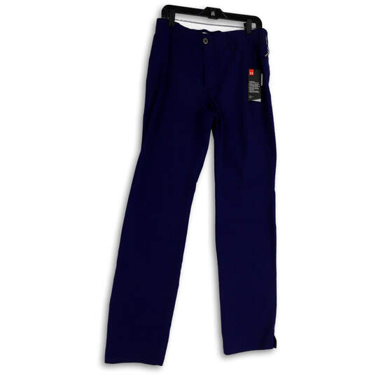 NWT Mens Blue Flat Front Slash Pockets Straight Leg Chino Pants Size 32x34 image number 1