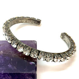 Designer J. Crew Silver-Tone Clear Crystal Cut Stone Cuff Bracelet