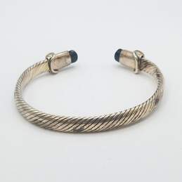 Sterling Silver Onyx Diagonal Lines 6in Cuff Bracelet 25.8g