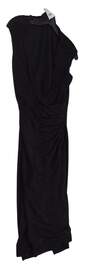 Womens Black Sleeveless Surplice Neck Midi Wrap Dress Size 10 image number 3