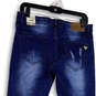NWT Womens Blue Denim Distressed Ankle Crop Skinny Leg Jeans Size 11/12 image number 4