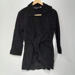 Colleen Lopez My Favorite Things Black Suede Leather Coat Size Medium