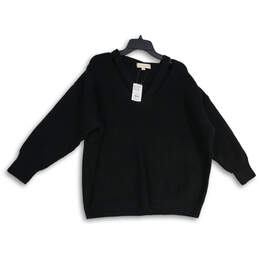 NWT Womens Black Long Sleeve V Neck Knitted Pullover Sweater Size 1X/2X
