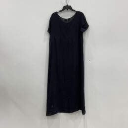 Womens Blue Short Sleeve Regular Fit Button Front A-Line Dress Size 12 alternative image