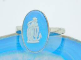 VNTG 925 Wedgwood Light Blue Jasperware Anchor of Hope Ring alternative image