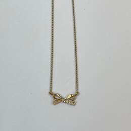 Designer Kate Spade New York Gold-Tone Crystal Cut Bow Link Chain Necklace alternative image