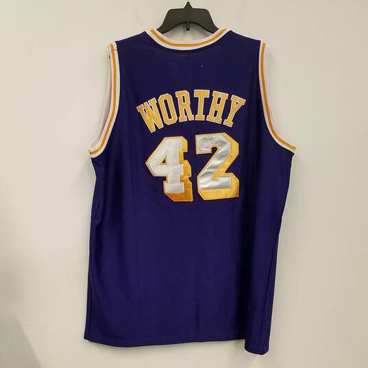 Mens Purple Los Angeles Lakers James Worthy #42 Basketball NBA Jersey Sz 56 image number 1
