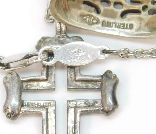 Judith Jack 925 Sterling Silver Marcasite Cross Pendant Necklace & Ring 13.8g image number 5