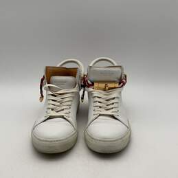 Buscemi Mens White Leather Round Toe Lace-Up Weave Belt Mid Top Sneaker Shoes 43