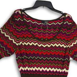 A.N.A Womens Pink Brown Knitted Chevron Short Sleeve Sweater Dress Size XL alternative image
