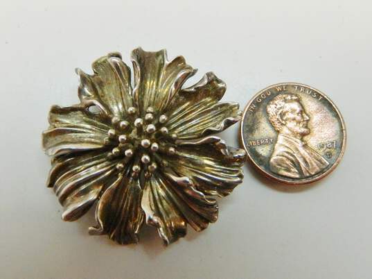 Tiffany & Co 925 Ruffled Marigold Flower Brooch 14.3g image number 4