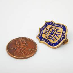 VTG 10K Gold Chicago Illinois Masonic Hospital Enamel Shield Brooch 3.6g alternative image