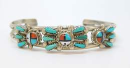 E.A. Ernest Zunie 925 Sterling Silver Turquoise Mother of Pearl & Coral Cuff Bracelet 13.9g
