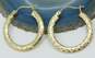 14k Yellow Gold Etched Hoop Earrings 1.5g image number 4