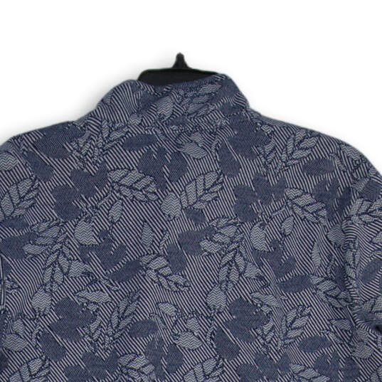 Womens Blue Floral Long Sleeve Mock Neck Pullover Sweatshirt Size Medium image number 4