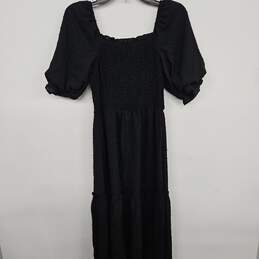 Fashion Black Tiered Puff-Sleeve Midi Dress alternative image