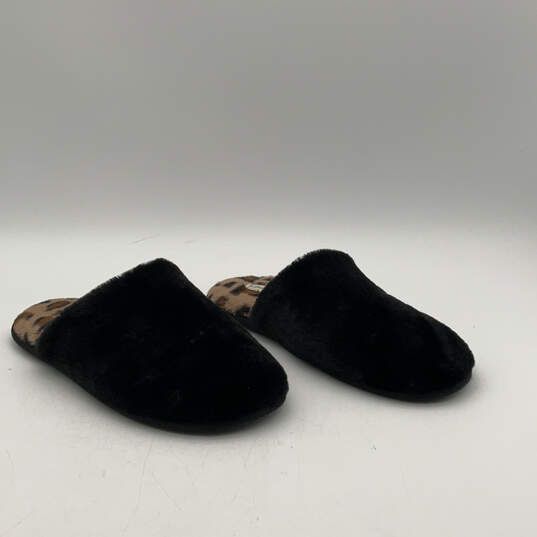 Womens Plush Scuff Black Brown Fur Flat Slip-On Slippers Size 8-9 image number 2