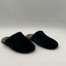 Womens Plush Scuff Black Brown Fur Flat Slip-On Slippers Size 8-9 alternative image