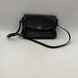 Womens Black Leather Zipper Pockets Adjustable Strap Crossbody Bag Purse image number 1