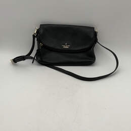 Womens Black Leather Zipper Pockets Adjustable Strap Crossbody Bag Purse