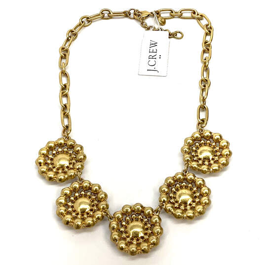 NWT Designer J. Crew Gold-Tone Clear Crystal Cut Stone Statement Necklace image number 3