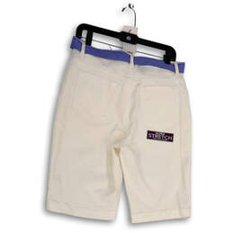 NWT Womens White Flat Front Pockets Stretch Belted Bermuda Shorts Size 10 alternative image