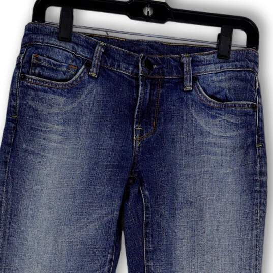 Womens Blue Denim Medium Wash Stretch Pockets Bootcut Leg Jeans Size 27 image number 3