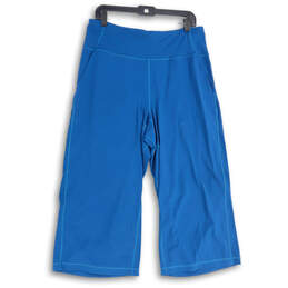 Womens Blue Elastic Waist Slash Pocket Pull-On Cropped Pants Size 14