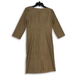 Tribal Womens Brown Round Neck 3/4 Sleeve Back Zip Sheath Dress Size 4 alternative image