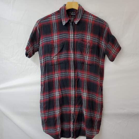 Madewell Red/Black Plaid Short Sleeves Button Up Shirt Women's XS image number 1