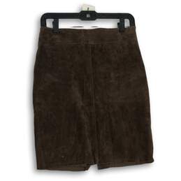 Express Womens Brown Side Zipper Flat Front Straight & Pencil Skirt Size 3/4