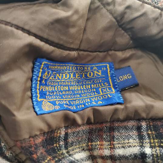 Pendleton Men's Brown Plaid Flannel Button Up Size XL Long image number 3