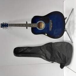 R.W. Jameson Full Size Blue Right Handed Thinline Acoustic Guitar with Gig Bag